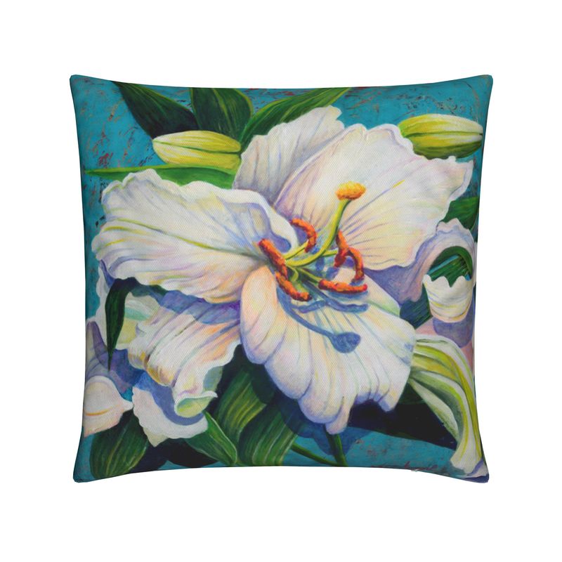 White Lily Throw Cushion