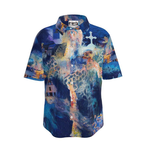 Santorini Nights Mens Short Sleeve Shirt