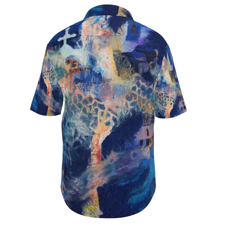 Santorini Nights Mens Short Sleeve Shirt