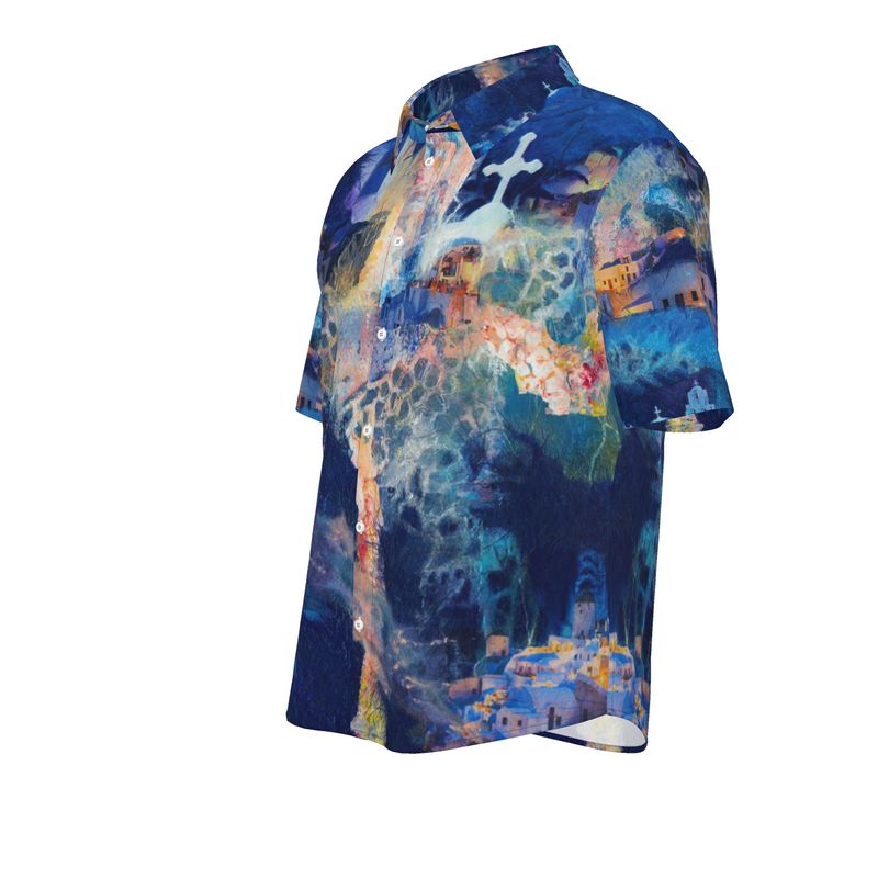 Santorini Nights Mens Short Sleeve Shirt