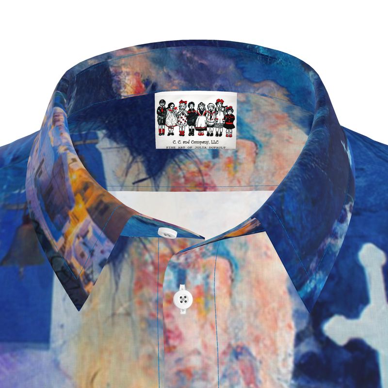 Santorini Nights Mens Short Sleeve Shirt
