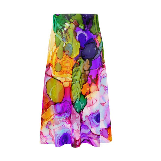 Calypso Rose Splash Midi Skirt