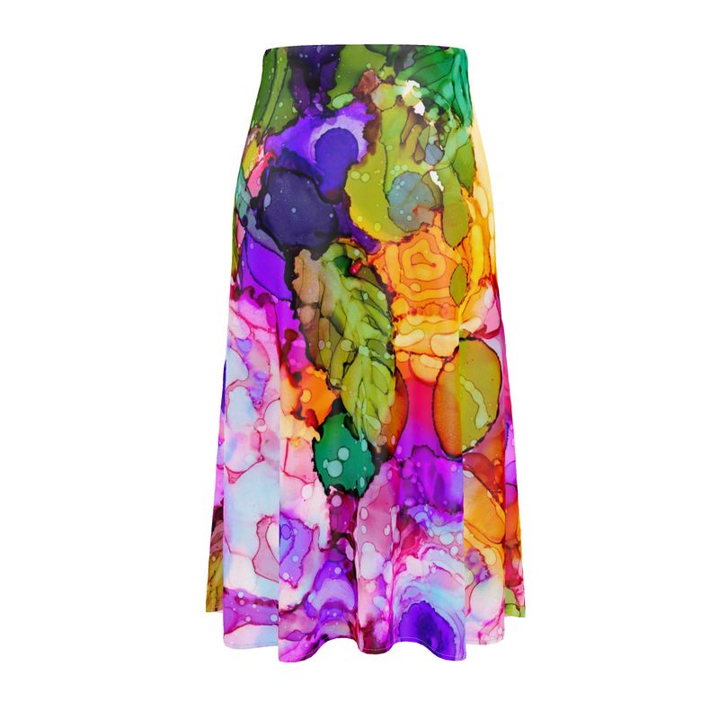 Calypso Rose Splash Midi Skirt