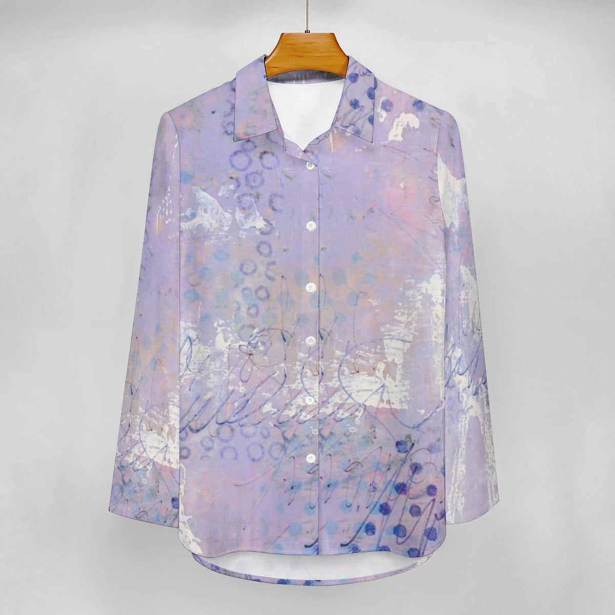 Lavender Spring Womens Long Button Down Shirt