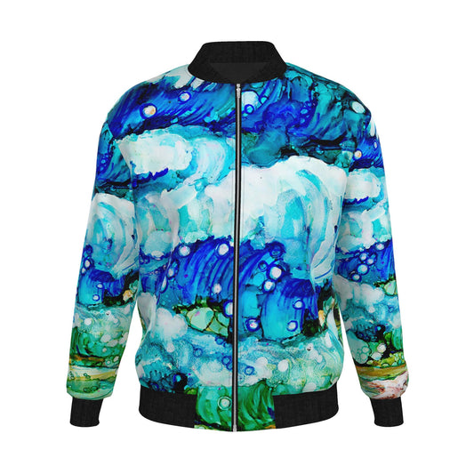 Rolling Wave Crests Mens Bomber Jacket