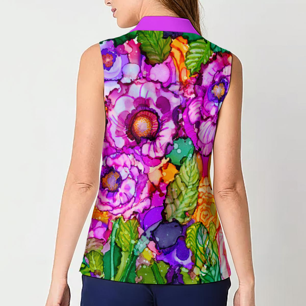 Cabbage Rose Splash Women's Sleeveless POLO Shirt
