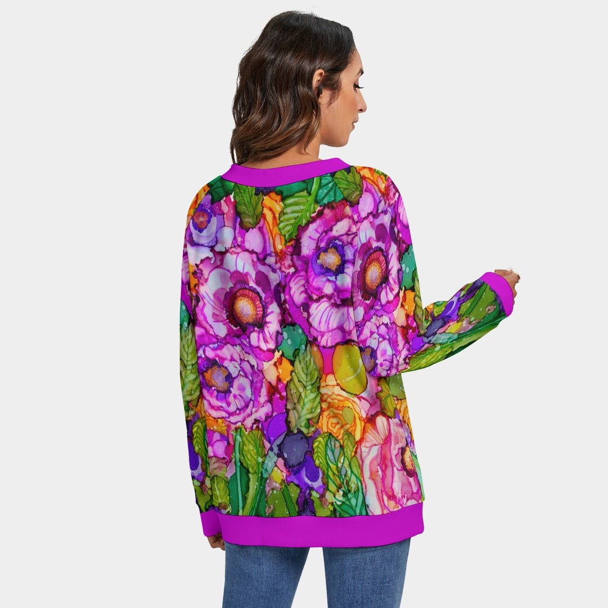 Calypso Rose V-neck Long Sleeve Sweater"ish"