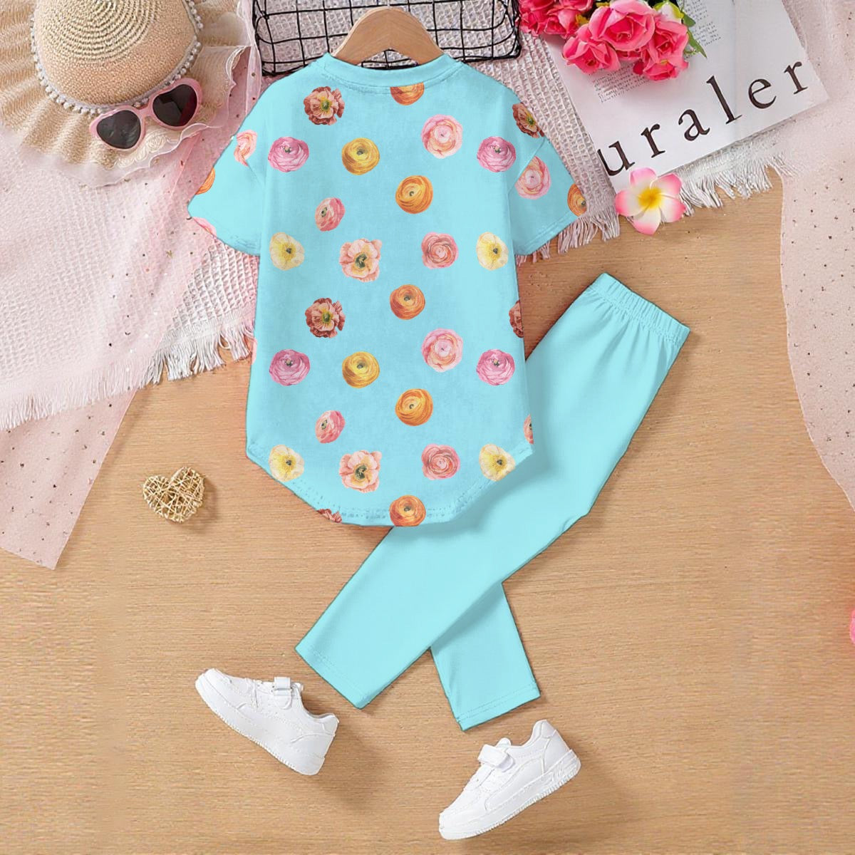 All-Over Print Kids' Casual Top and Pants Set