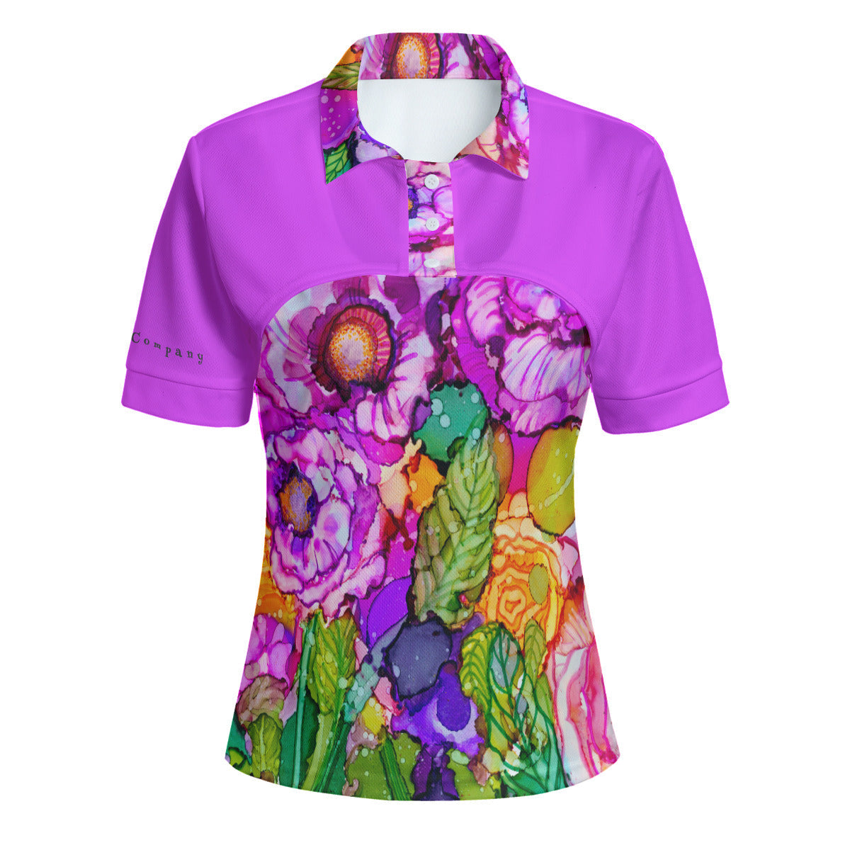 Cabbage Rose Splash Two Piece Women's Casual POLO Shirt