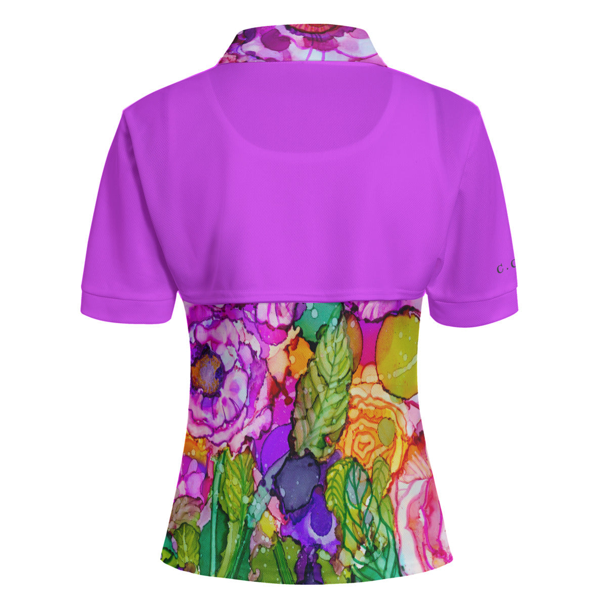 Cabbage Rose Splash Two Piece Women's Casual POLO Shirt