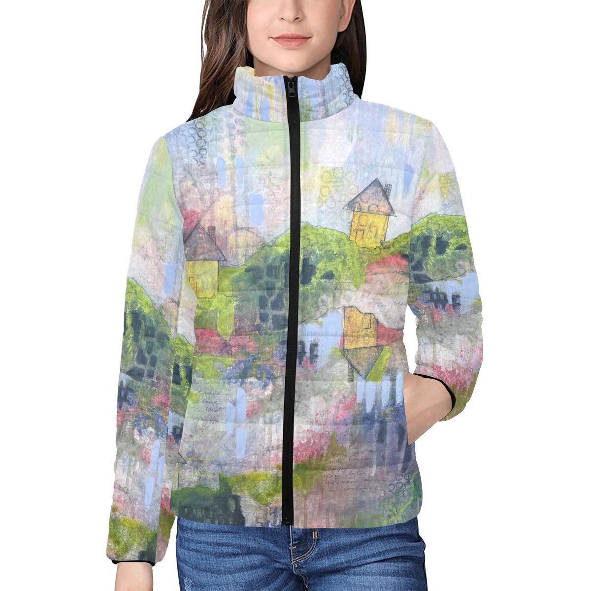 "A Forever Home" Stand Collar Padded Jacket