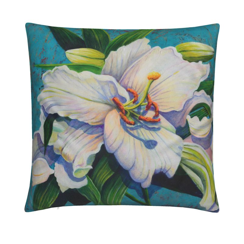 White Lily Throw Cushion